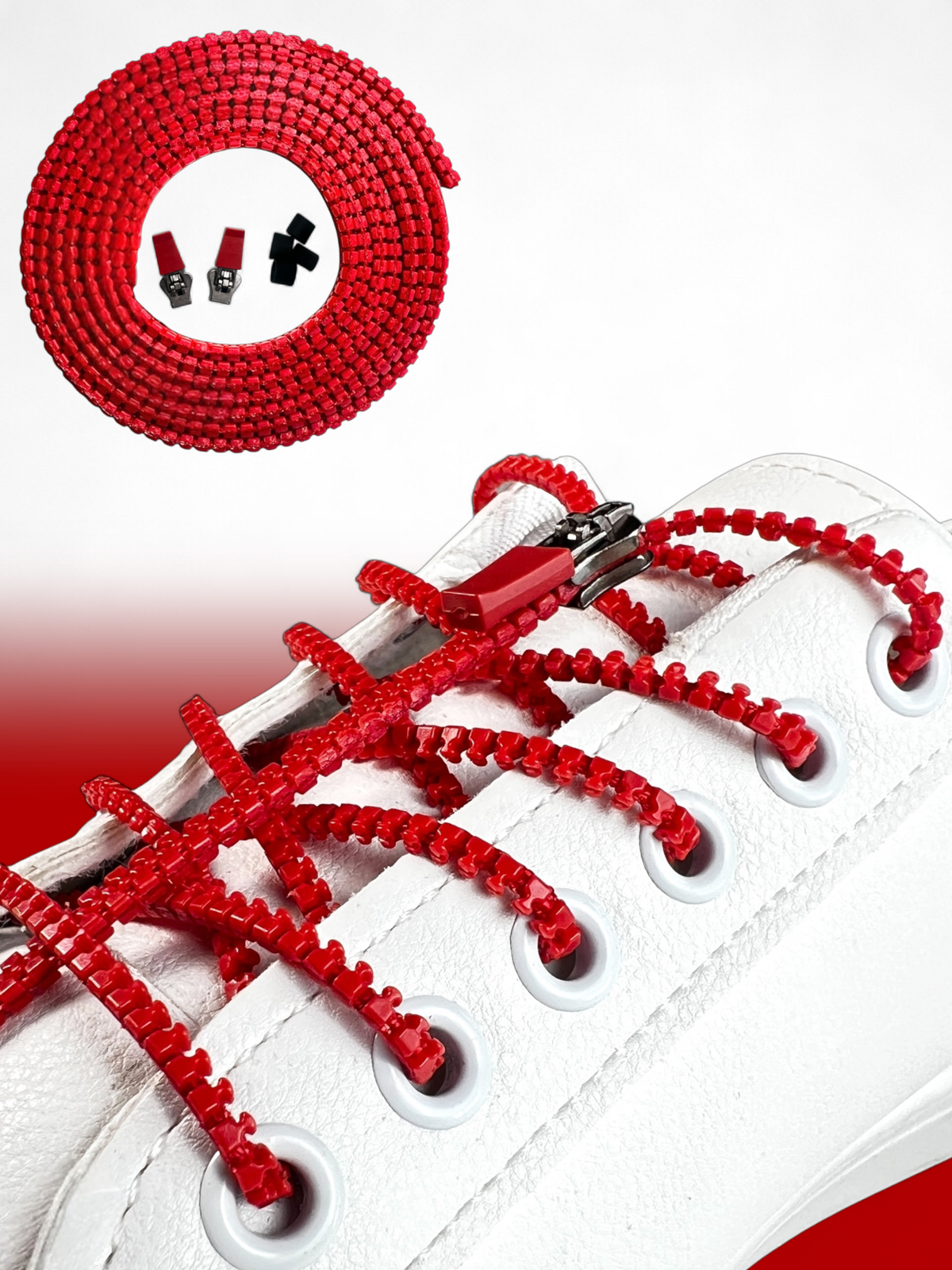 ZIPUP LACES | Schnürsenkel ohne Binden zum Zippen (rot)